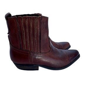 Joe Sanchez Short Leather Cowboy Boots Womens 5 Dark Brown Western Rodeo Cowgirl